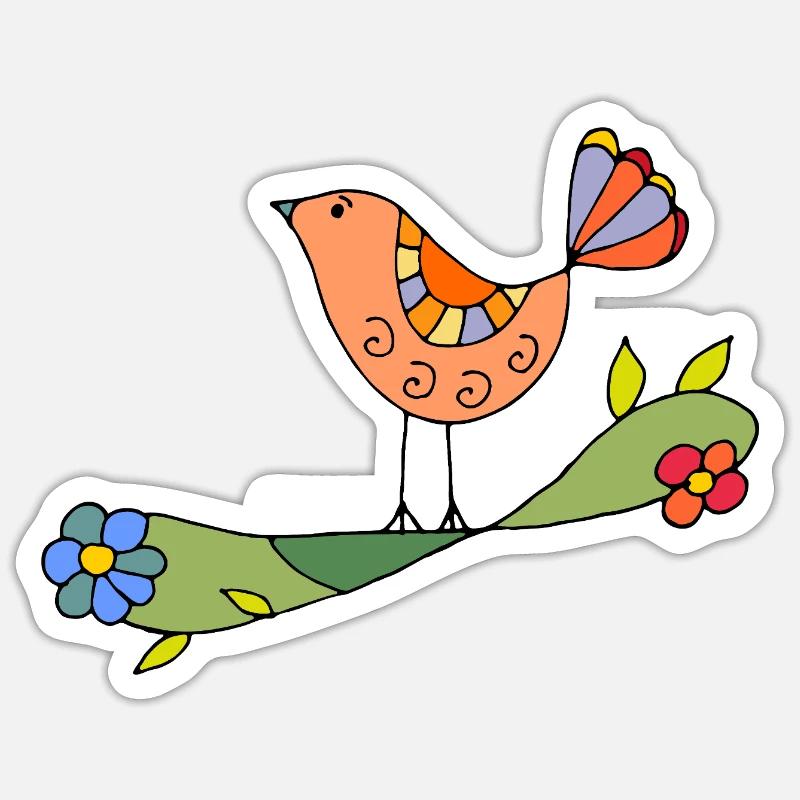 Bunter Vogel - Sticker Größe S (10 x 10 cm) - Mattweiß