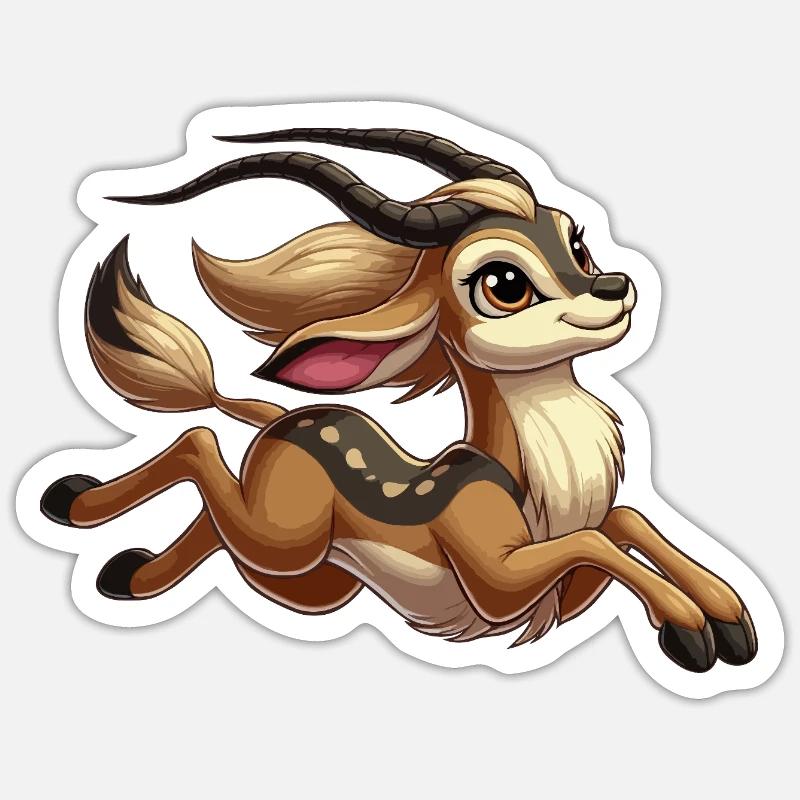 Antilopenmädchen rennt Sticker Größe S (10 x 10 cm)