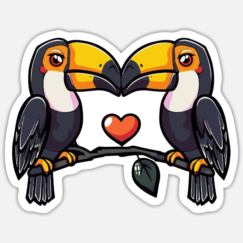 Tukan Vogel Paar e Valentinstag - Sticker Größe S (10 x 10 cm) - Mattweiß