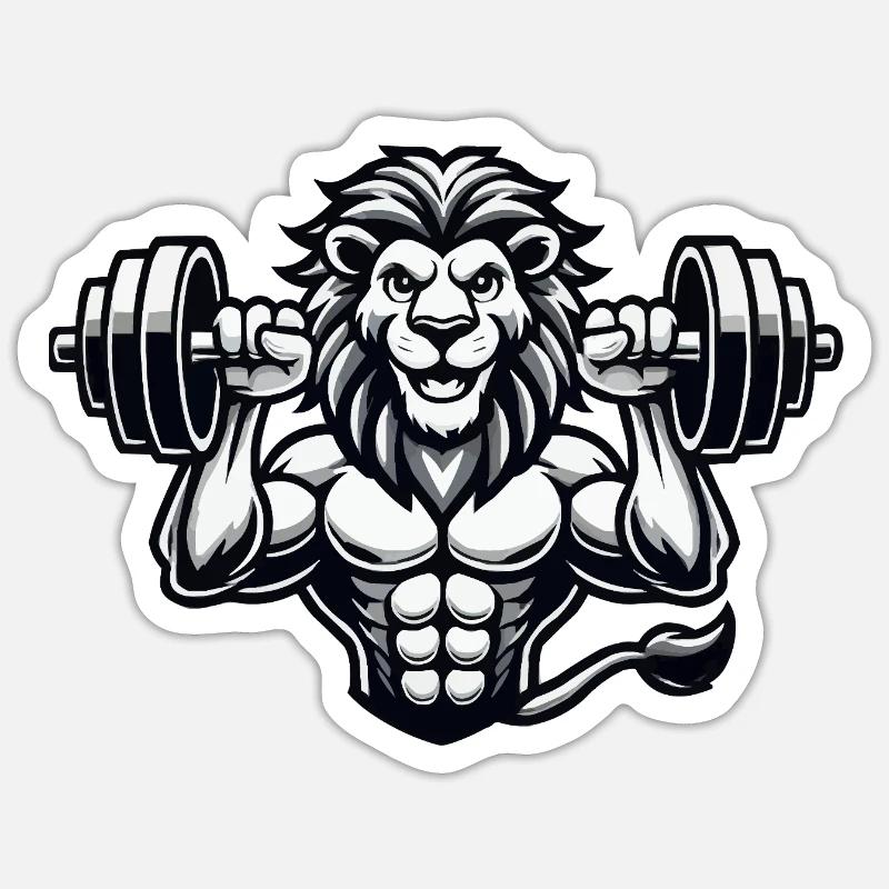 Leo Bodybuilder - Sticker taille S (10 x 10 cm) - blanc mat