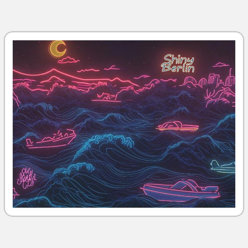 Neon waves Sticker Größe S (10 x 10 cm)