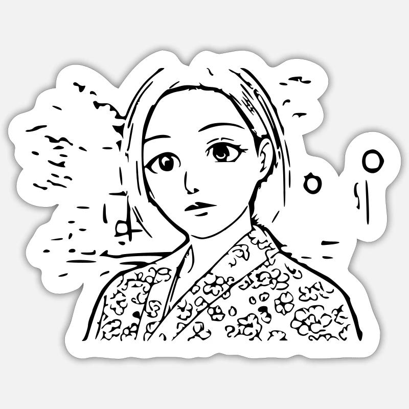 Anime Mädchen - Sticker Größe S (10 x 10 cm) - Mattweiß