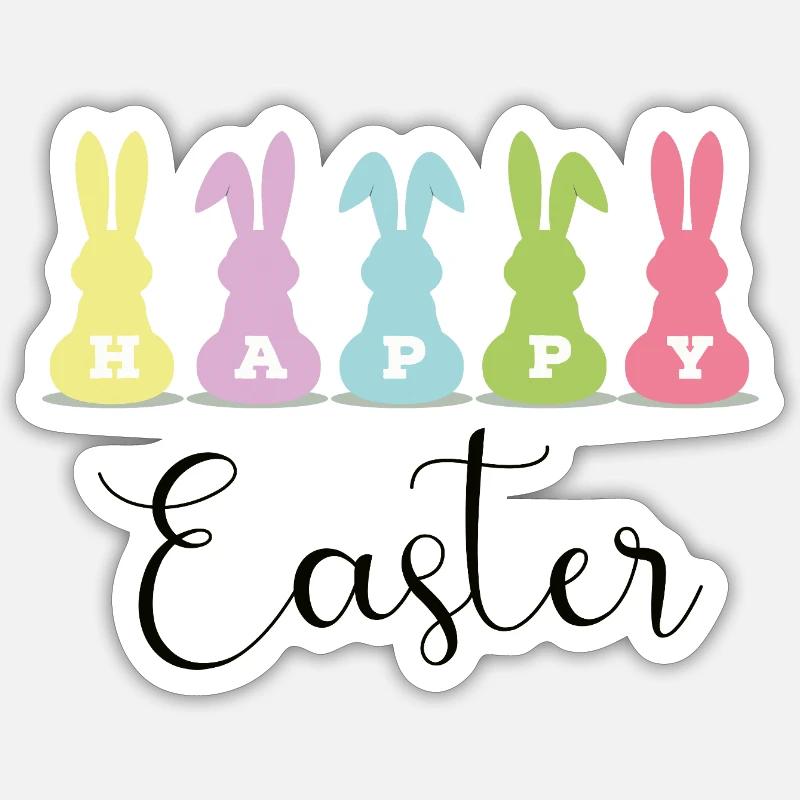 Happy Easter - Sticker Größe S (10 x 10 cm) - Mattweiß