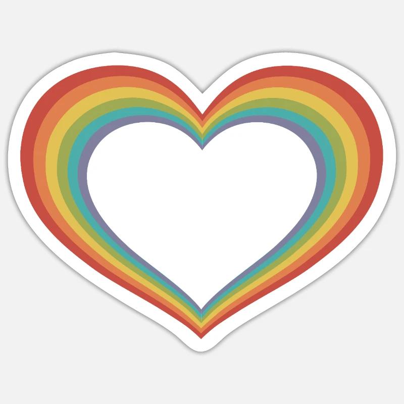 Großes Pride-Herz - Sticker Größe S (10 x 10 cm) - Mattweiß