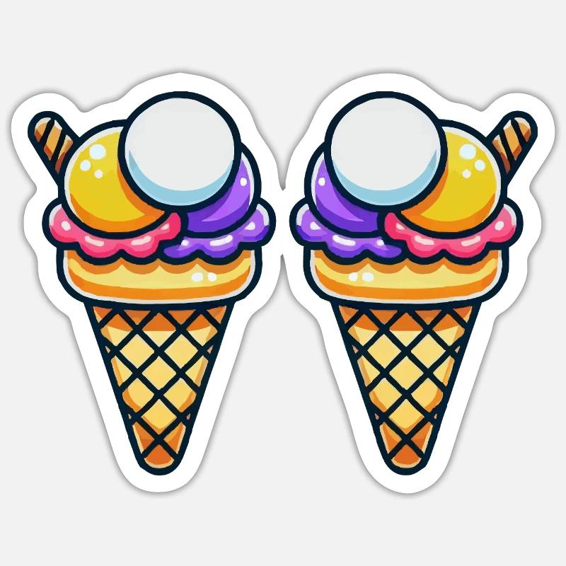 Crème glacée 2 - Sticker taille S (10 x 10 cm) - blanc mat