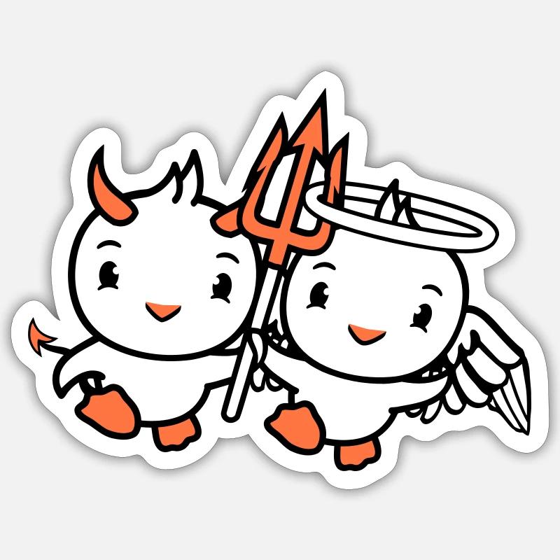 Birds Angel Sky Devil Horns Satan Hell Evil - Sticker size S (10 x 10 cm) - white matte