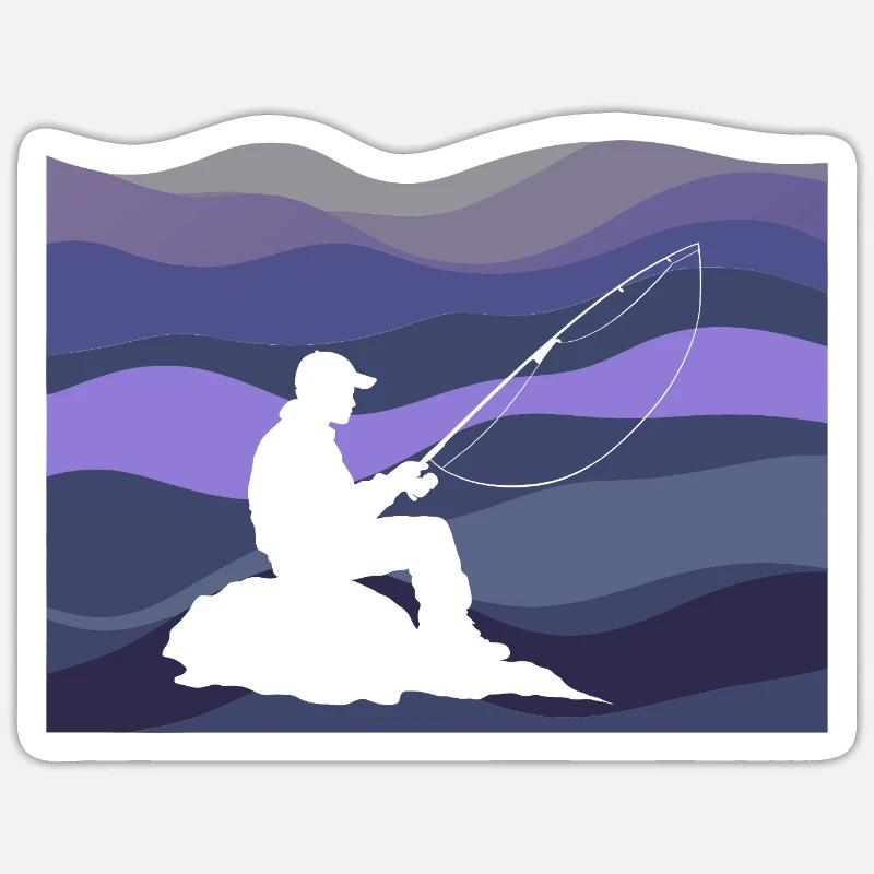 Équipement de pêche - Sticker taille S (10 x 10 cm) - blanc mat
