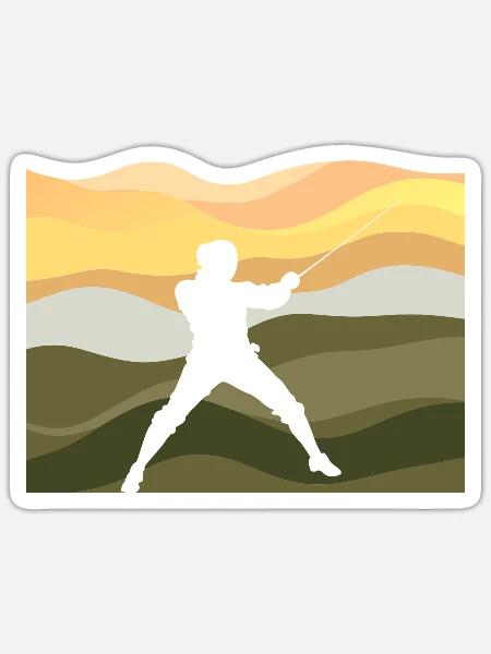 Fechten Schwertkampf Kämpfer - Sticker Größe S (10 x 10 cm) - Mattweiß
