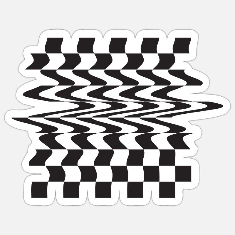 Fehlerhaftes Schachbrett - Sticker Größe S (10 x 10 cm) - Mattweiß