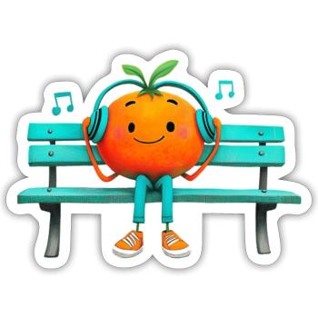 Tomato aime la musique - Sticker taille S (10 x 10 cm) - blanc mat - Devant