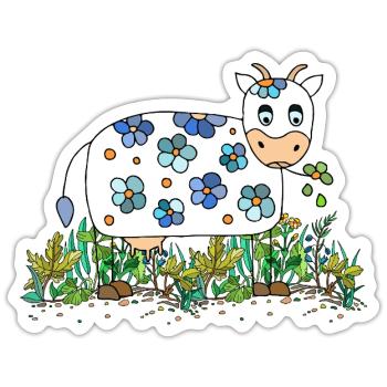 Vache - Sticker taille S (10 x 10 cm) - blanc mat - Devant