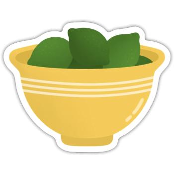 Bol de citrons verts - Sticker taille S (10 x 10 cm) - blanc mat - Devant