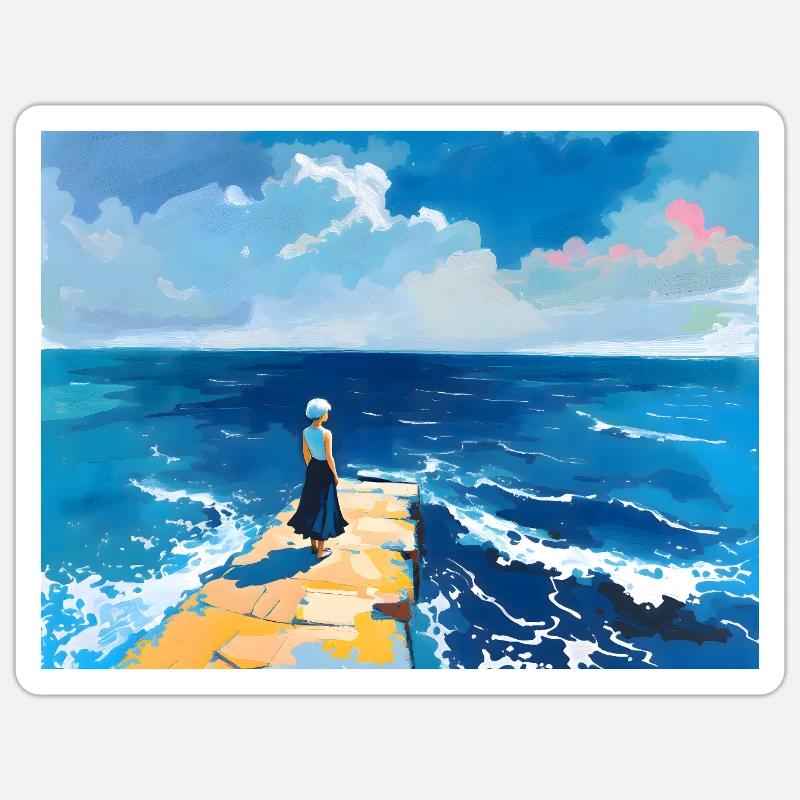 Mama am Strans 10 - Sticker taille S (10 x 10 cm) - blanc mat