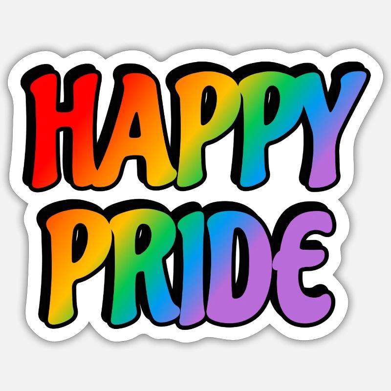 Happy Pride Regenbogen-Text - Sticker Größe S (10 x 10 cm) - Mattweiß