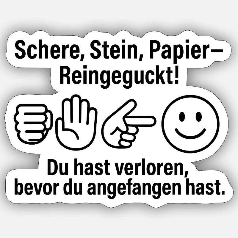 Reingeckt: Schere Stein Papier Sticker Größe S (10 x 10 cm)
