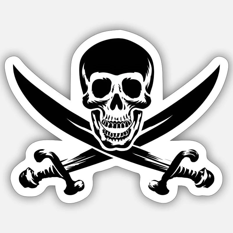 Pirate Flag - Sticker taille S (10 x 10 cm) - blanc mat
