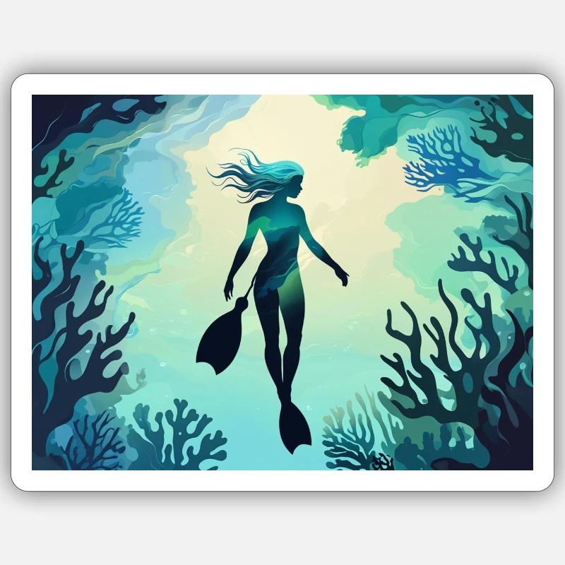 Fille d’apnée - Sticker taille S (10 x 10 cm) - blanc mat