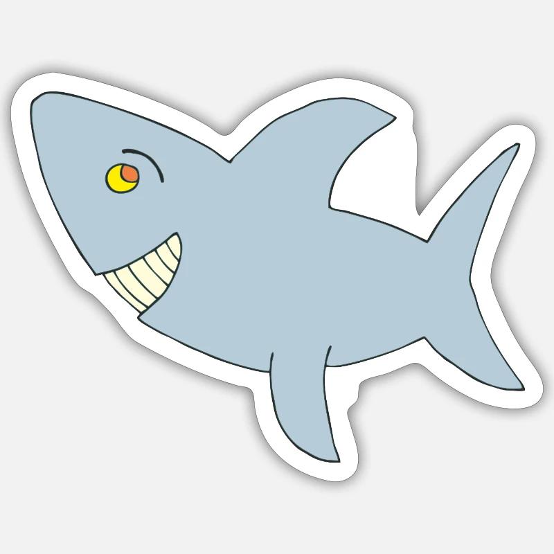 Requin Big One - Sticker taille S (10 x 10 cm) - blanc mat