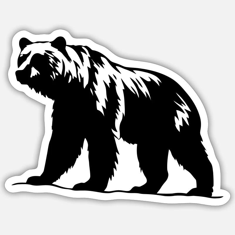 Silhouette d’ours Art vectoriel Sticker taille S (10 x 10 cm)