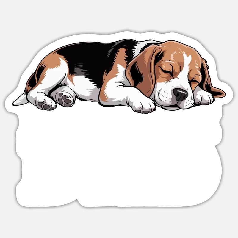 Papa Beagle - Sticker taille S (10 x 10 cm) - blanc mat