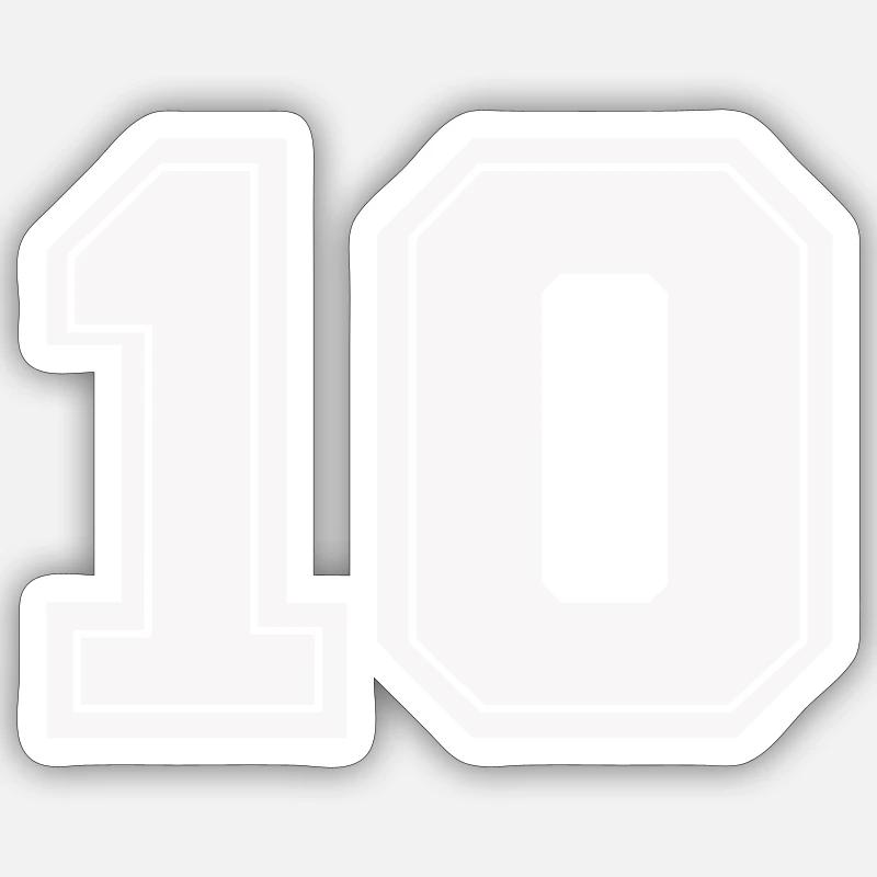 Numéro 10 - Sticker taille S (10 x 10 cm) - blanc mat