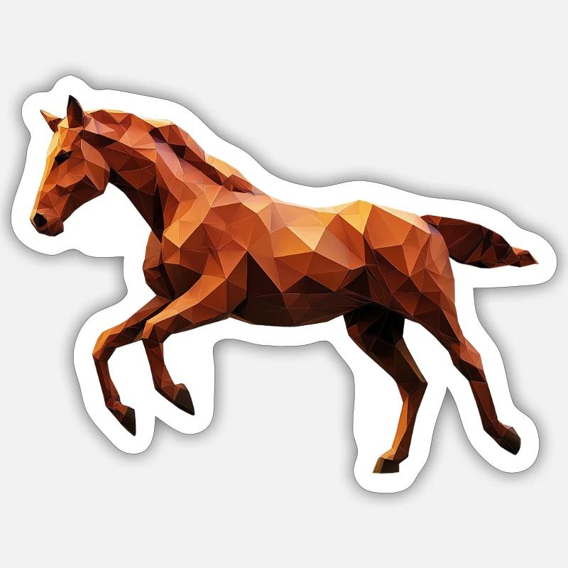 Brun Hest Lav Poly Logo Design Ræv - Sticker størrelse S (10 x 10 cm) - mat hvid