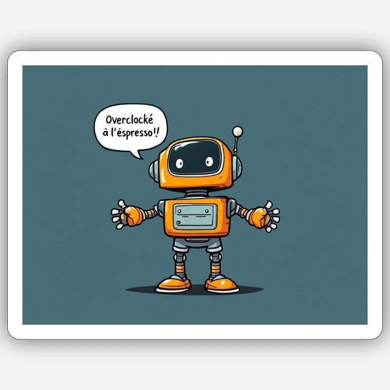 Robot Mignon au Charme Retro - Sticker taille S (10 x 10 cm) - blanc mat