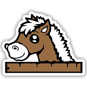 Pferd hinter Zaun versteckt Holz Mauer Stalltür - Sticker Größe S (10 x 10 cm) - Mattweiß - Vorne