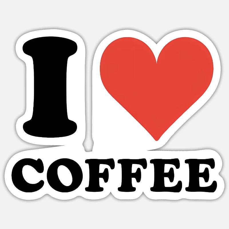 Citation sur J’aime le café - Sticker taille S (10 x 10 cm) - blanc mat