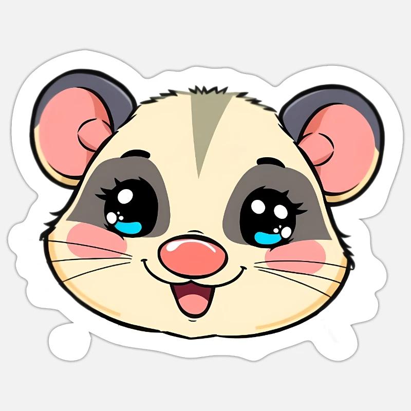 opossum - Sticker taille S (10 x 10 cm) - blanc mat
