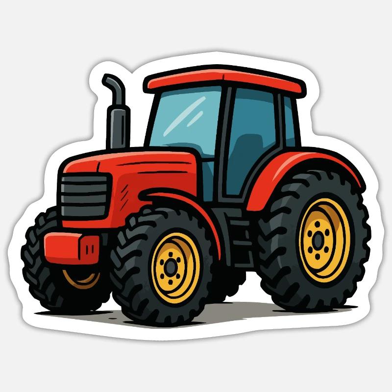 Traktor Comic - Sticker Größe S (10 x 10 cm) - Mattweiß