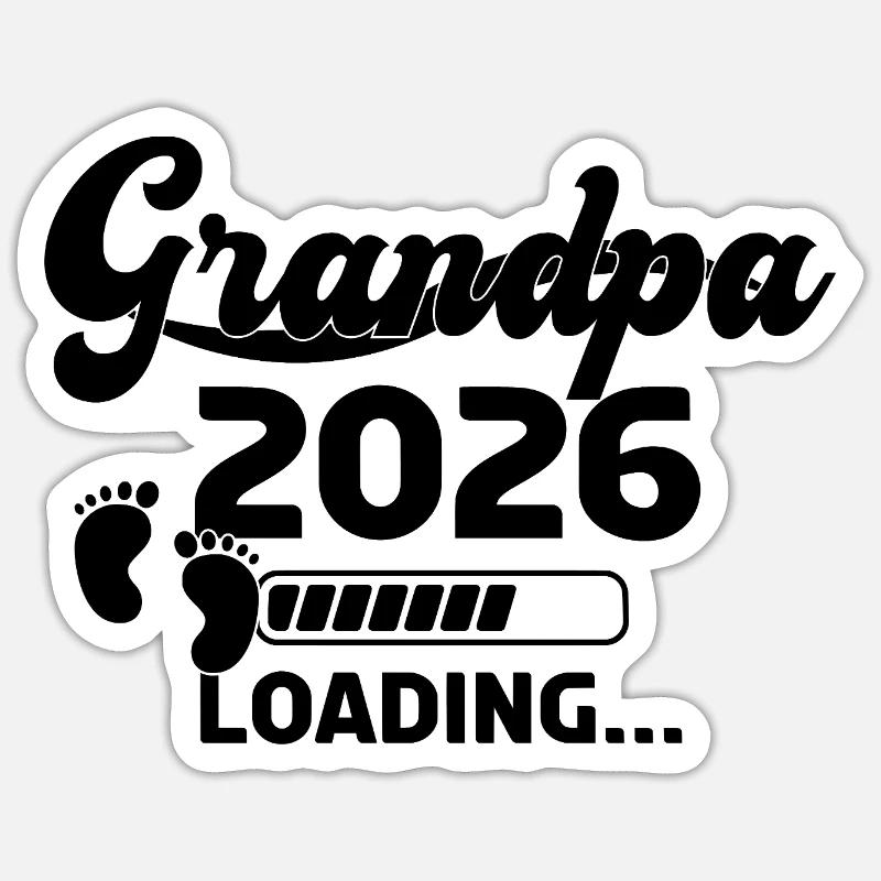 Grandpa 2026 Loading - Sticker Größe S (10 x 10 cm) - Mattweiß