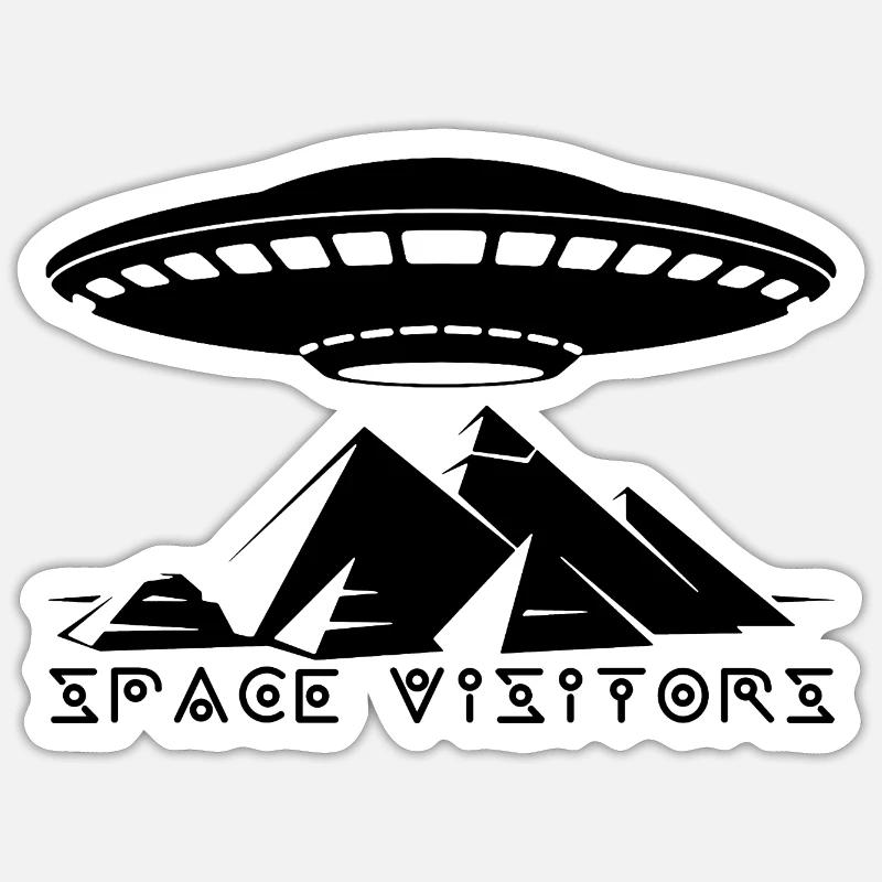Visitors and the Black Pyramids - Sticker size S (10 x 10 cm) - white matte