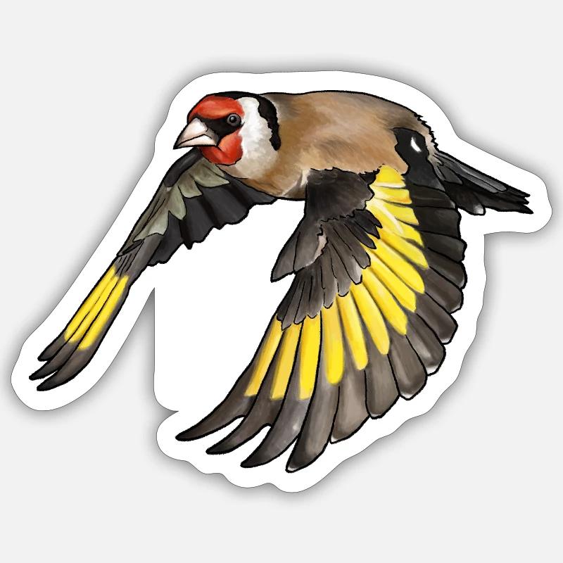 Stieglitz im Flug Sticker Größe S (10 x 10 cm)