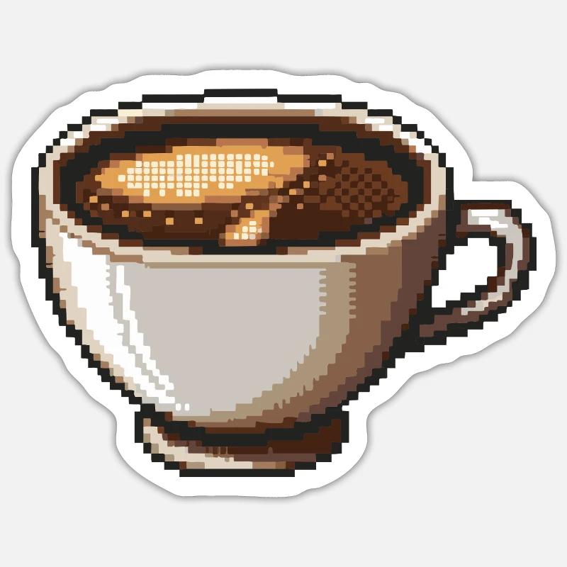 PixelCoffee Coffee Mug Art - Sticker size S (10 x 10 cm) - white matte