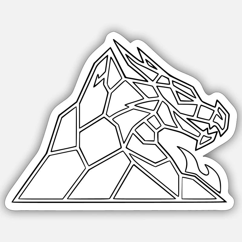 Drachenfels Geometric : Dragon Saga comme vecteur - Sticker taille S (10 x 10 cm) - blanc mat