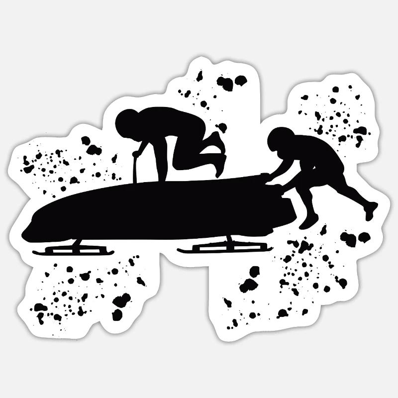 Bobsleigh Bobsleigh à deux - Sticker taille S (10 x 10 cm) - blanc mat