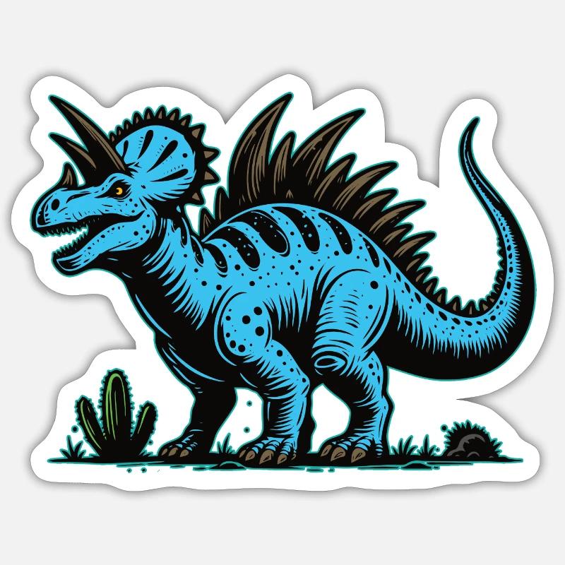 Conception de dinosaure mutant bleu - Sticker taille S (10 x 10 cm) - blanc mat