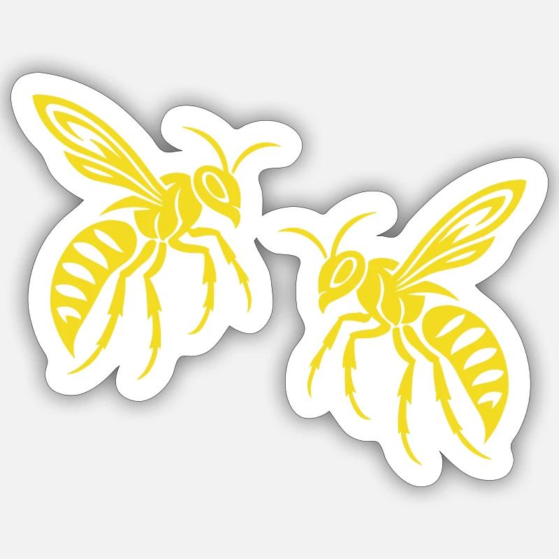 Biene Wespe - Sticker Größe S (10 x 10 cm) - Mattweiß