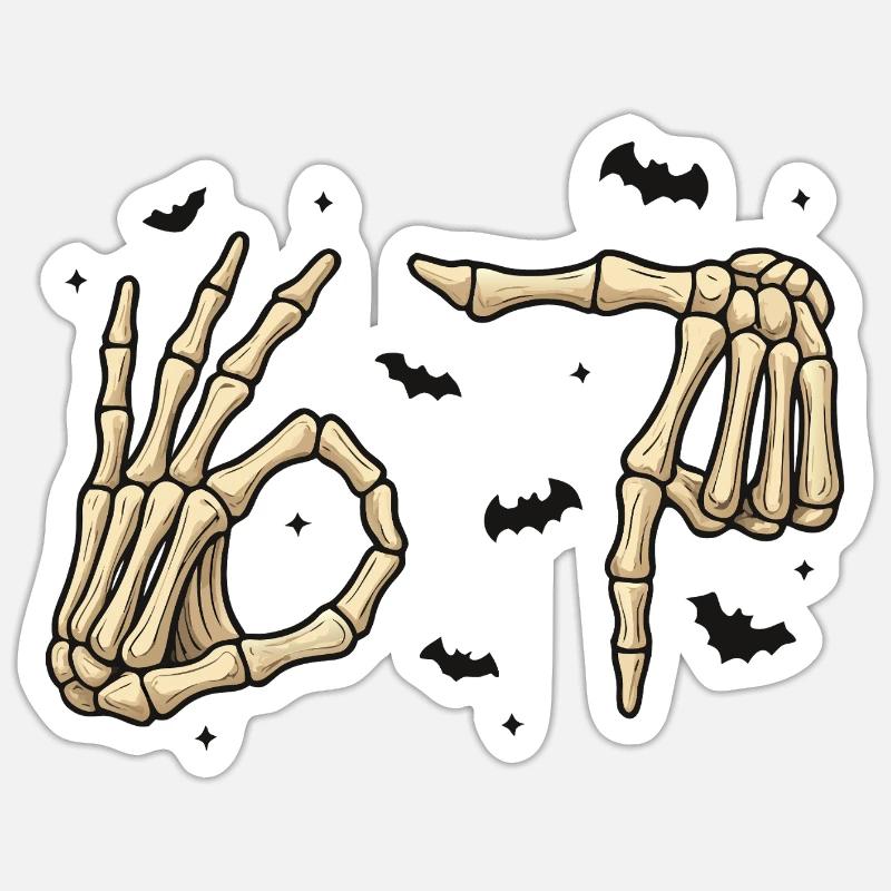 Skeleton Hands - Sticker size S (10 x 10 cm) - white matte