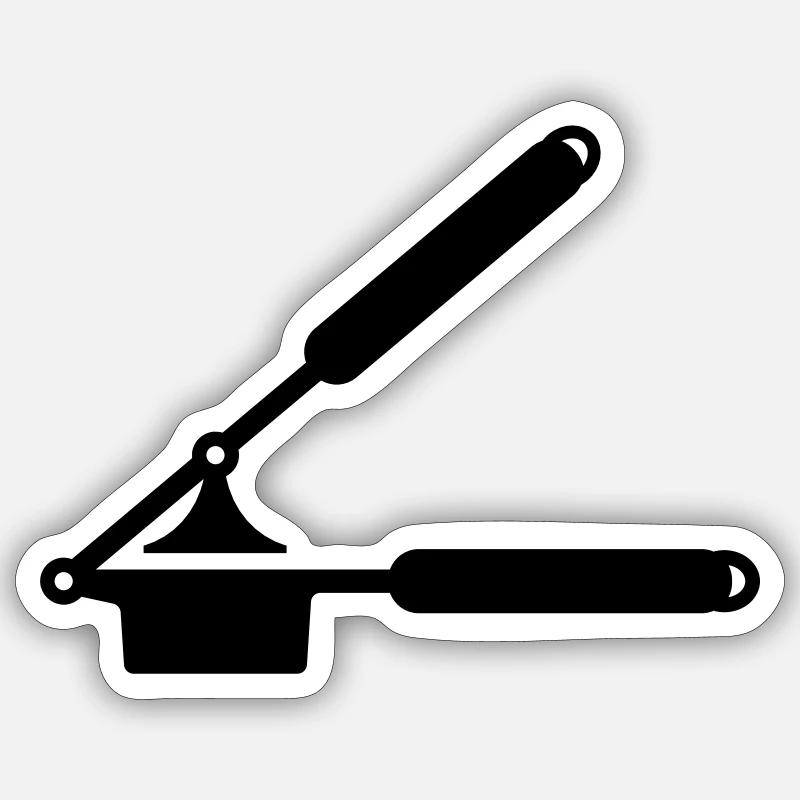 Garlic press or spaetzle press - Sticker size S (10 x 10 cm) - white matte