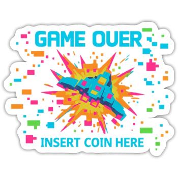 Game Over Neon Arcade Game - Sticker size S (10 x 10 cm) - white matte - Front