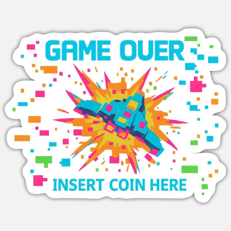 Game Over Neon Arcade Game - Sticker size S (10 x 10 cm) - white matte