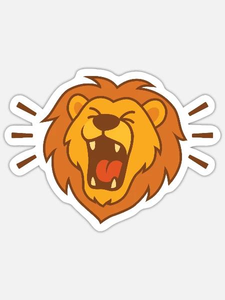 Löwenruf: Tapferer Löwe Grafik - Sticker Größe S (10 x 10 cm) - Mattweiß