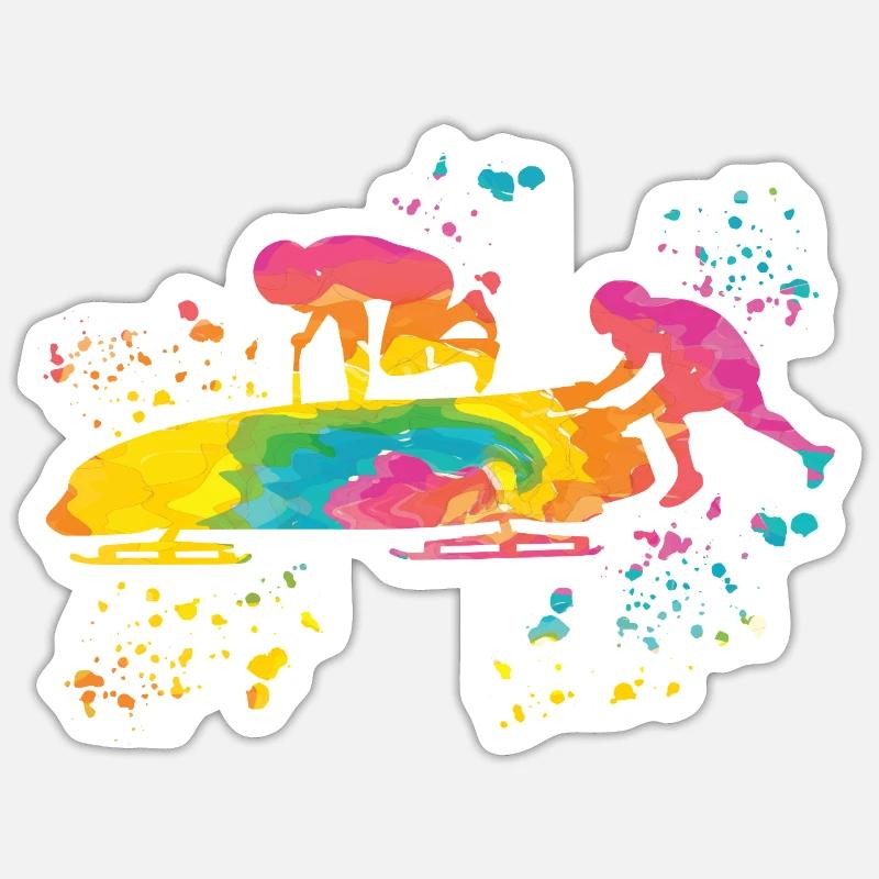 Bobfahrer Bobschlitten Zweierbob Sticker Größe S (10 x 10 cm)