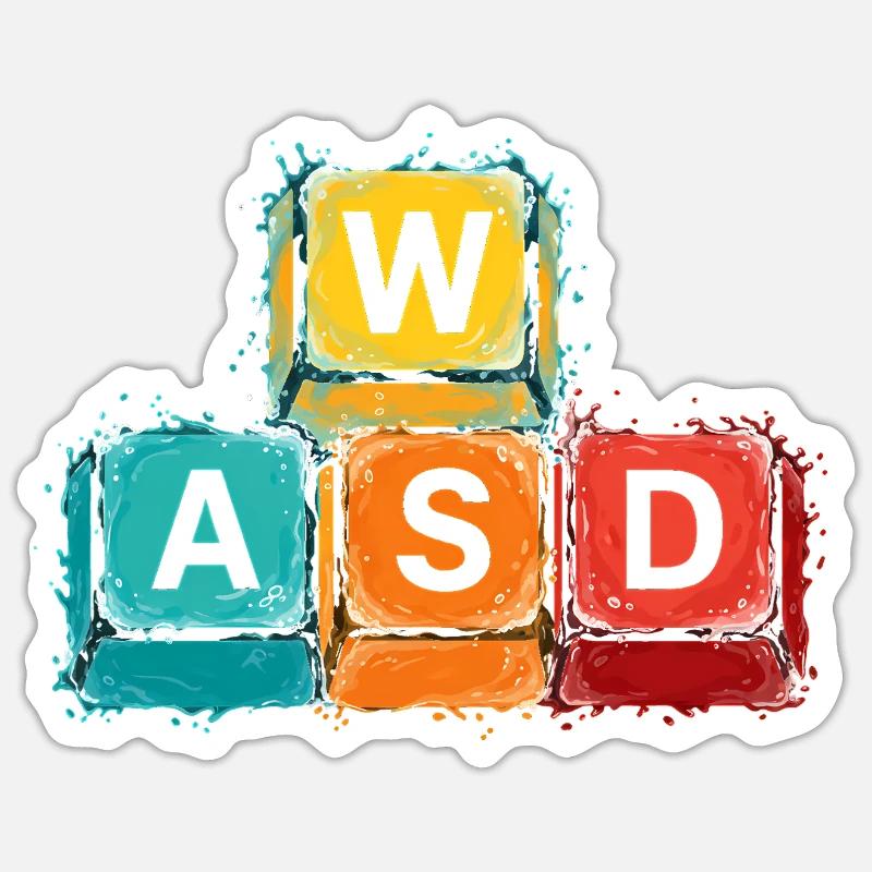 Boutons de jeu WASD - Sticker taille S (10 x 10 cm) - blanc mat