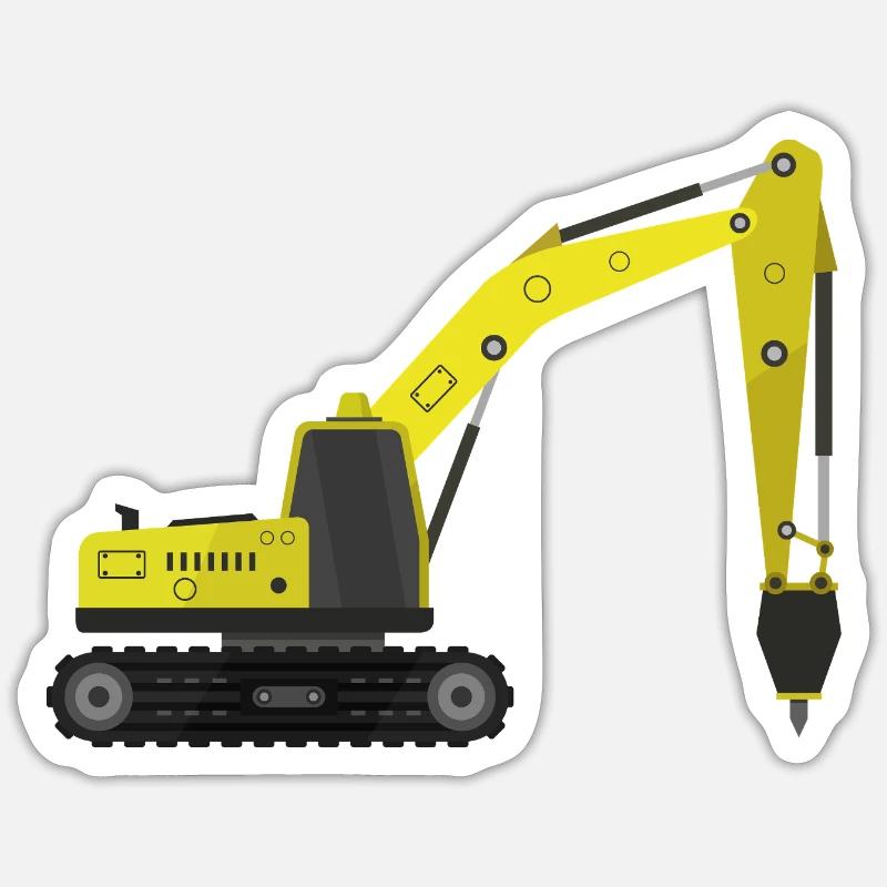 Hydraulischer Presslufthammer - Sticker Größe S (10 x 10 cm) - Mattweiß