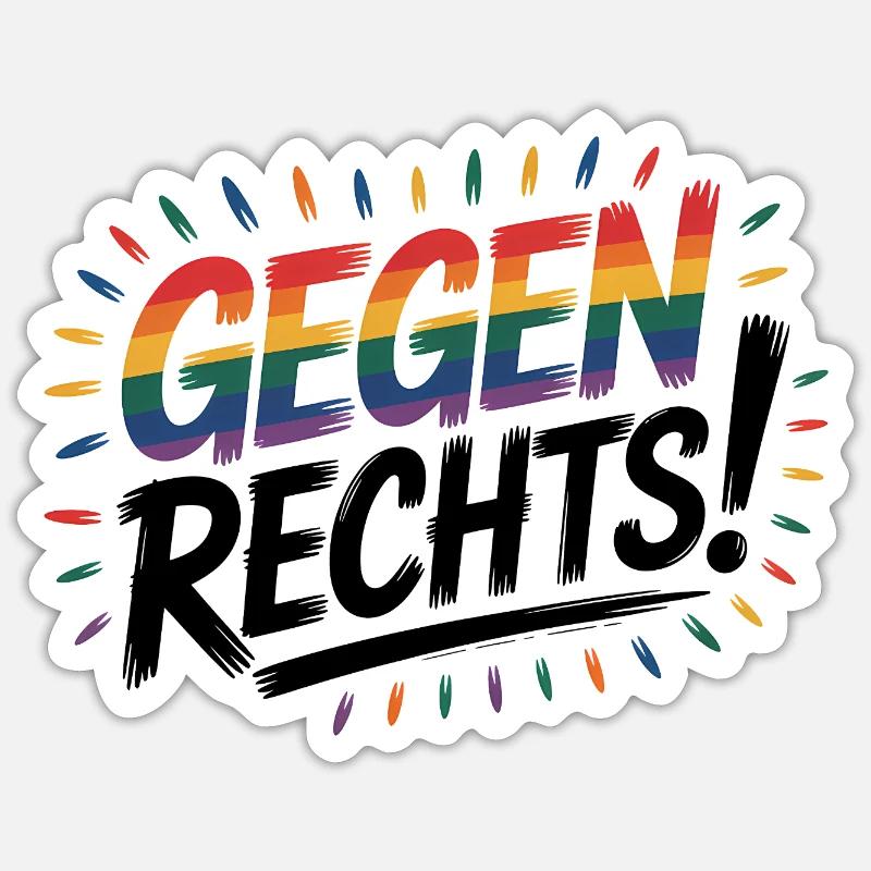 Gegen Rechts - Cool Pride Logo - Sticker Größe S (10 x 10 cm) - Mattweiß