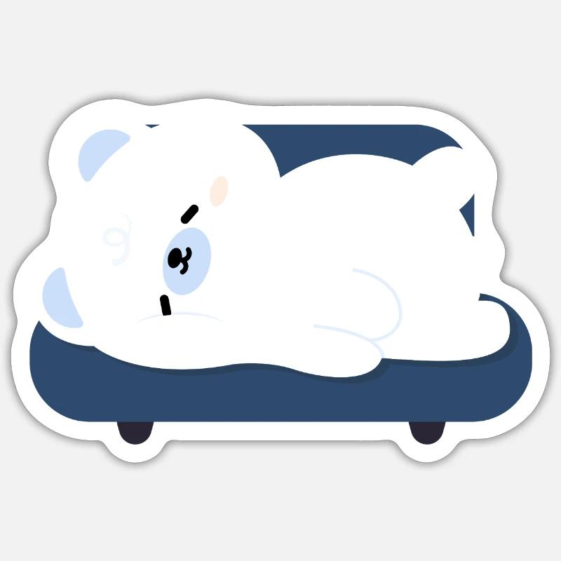 Müder Eisbär auf Sofa Sticker Größe S (10 x 10 cm)