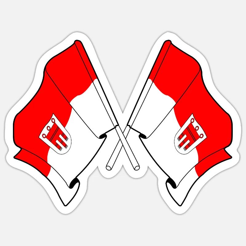 Drapeaux du Vorarlberg croisés - Sticker taille S (10 x 10 cm) - blanc mat
